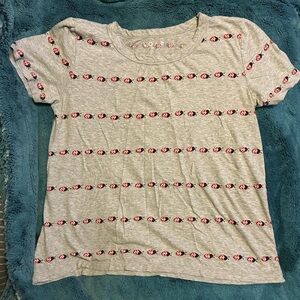 Loft ladybug tee shirt medium gray